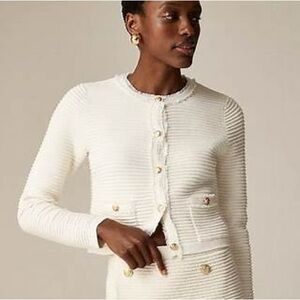 J.Crew Emilie sweater lady jacket in textured cotton blend BZ497